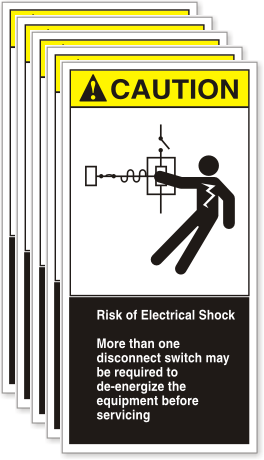 Caution Risk Electrical Shock Disconnect Label