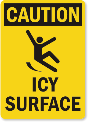 Caution Icy Surface Sign