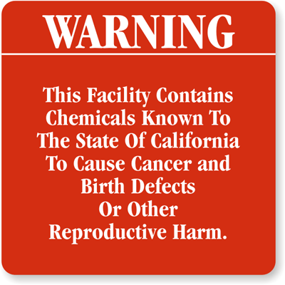 Warning This Facility Contains Chemicals Sign