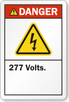 277 Volts ANSI Danger Label
