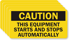 Caution: This Equipment Starts Stops Automatically Label