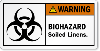 Biohazard Soiled Linens ANSI Warning Label