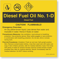 Diesel Fuel Oil No. 1-D ANSI Chemical Label
