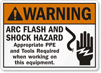 Warning Arc Flash Shock Hazard Sign