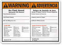 Arc Flash Hazard PPE Required Sign (Bilingual)