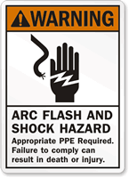 Warning Arc Flash Shock Hazard Sign