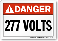 Danger (ANSI) 277 Volts Sign
