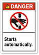 Danger Starts Automatically ANSI Label