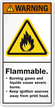 Flammable. Burning Gases Liquids Cause Burns Label