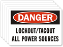 Danger Label: Lockout / Tagout All Power Sources