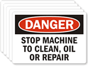 Danger Stop Machine Clean Repair Label