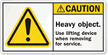 Heavy Object. Use Lifting Device Label