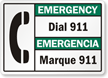 Bilingual Emergency Dial 911 Sign