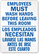 Employees Must Wash Hands Sign Bilingual