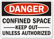 Danger Confined Space Authorized Personnel Sign