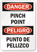 Bilingual Danger Pinch Point Sign