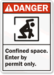 Confined Space Enter By Permit Only Sign