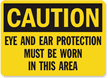 Caution Eye; Ear Protection Worn Sign