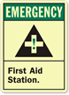Emergency (ANSI): First Aid Station Sign
