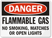 Danger Flammable Gas No Smoking Sign