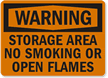 Warning Storage Area No Smoking Sign