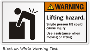 Black on White Warning Label Text