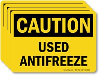 Used Antifreeze OSHA Caution Label