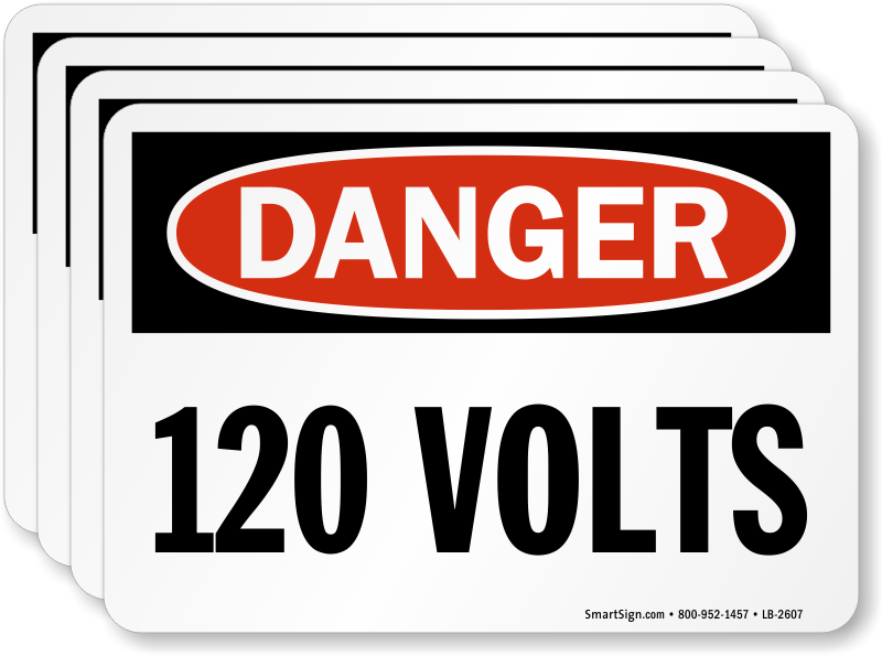 Danger 120 Volts Label, SKU: LB-2607