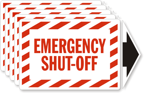 "EMERGENCY FUEL SHUT-OFF" safety STICKER sign OSHA business gas station service 