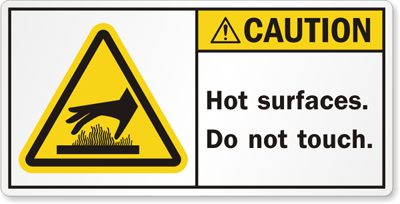 Caution Hot Surface Do Not Touch Label, SKU: LB-0307
