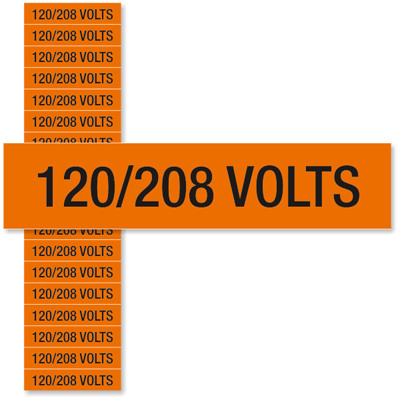 Small 120 / 208 Volts Marker Labels, SKU: LB-0710-C