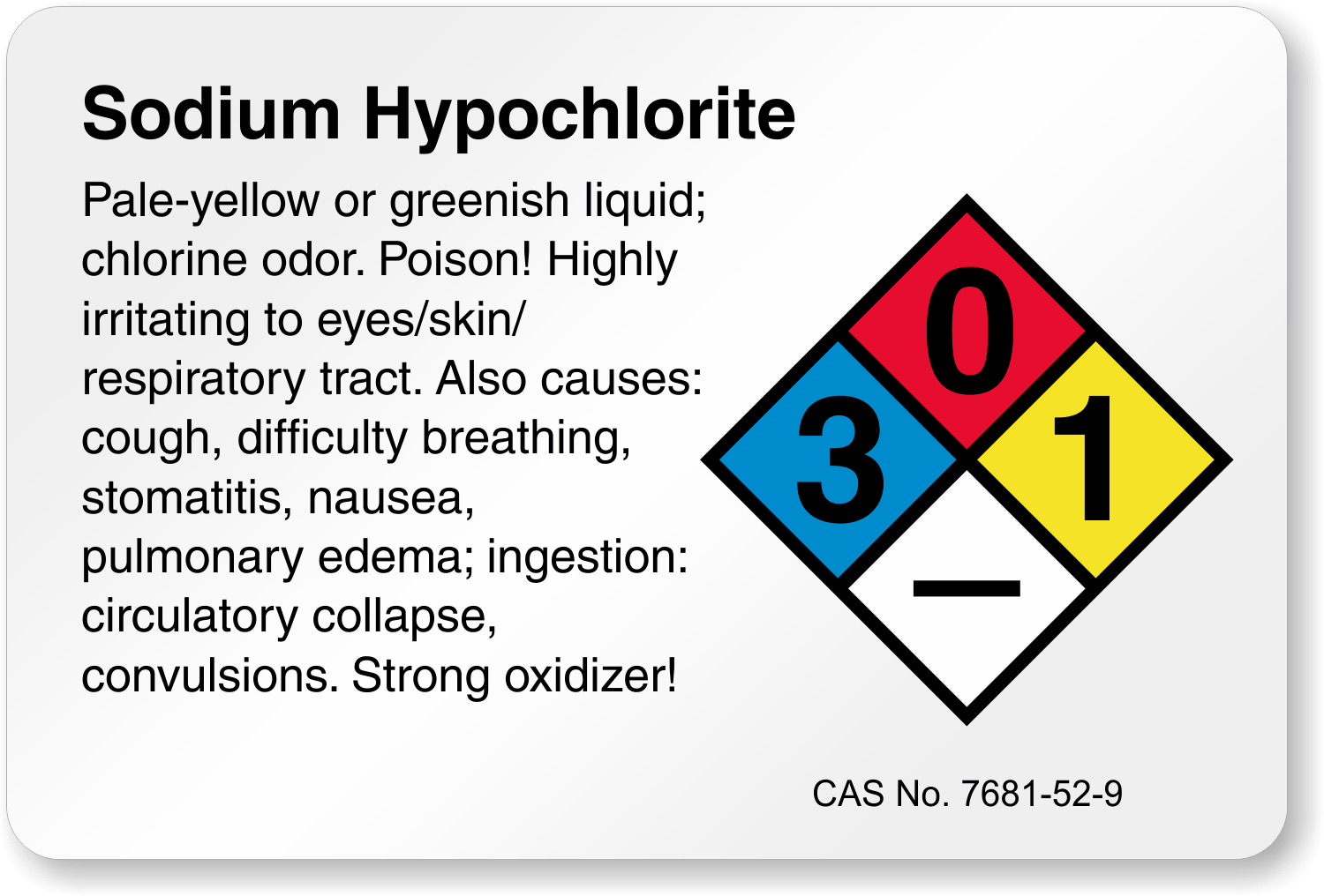 Horizontal Nfpa Sodium Hypochlorite Label Sku Lb 1592 116