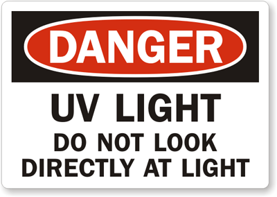 Danger Uv Light Do Not Look Directly At Light Style 2 LABEL DECAL STICKER 