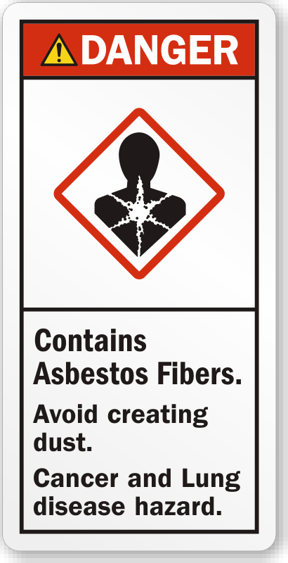 ZING 2677A Eco GHS Sign Asbestos DANGER Recycled Aluminum 14Hx10W 