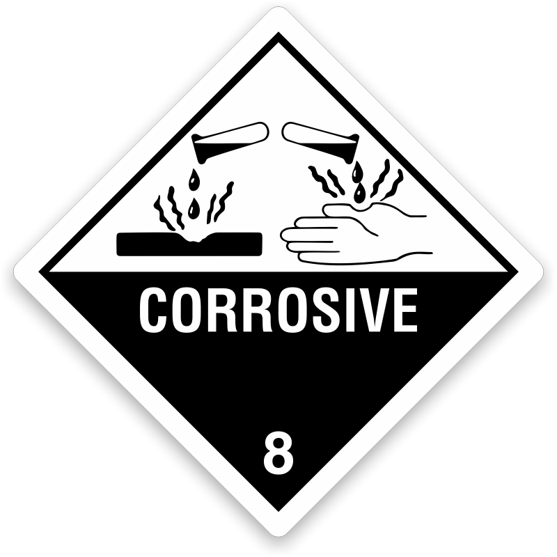 DOT HazMat Corrosive Labels 500 Labels Roll SKU LB D497 V500