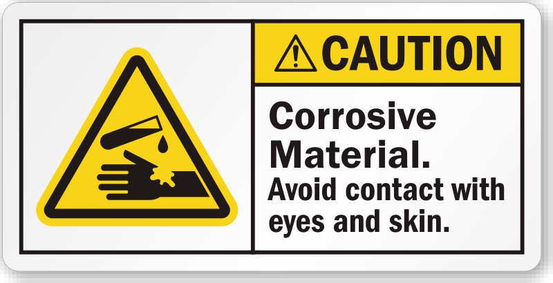 Caution Corrosive Material, Avoid Contact Label, SKU: LB-2322