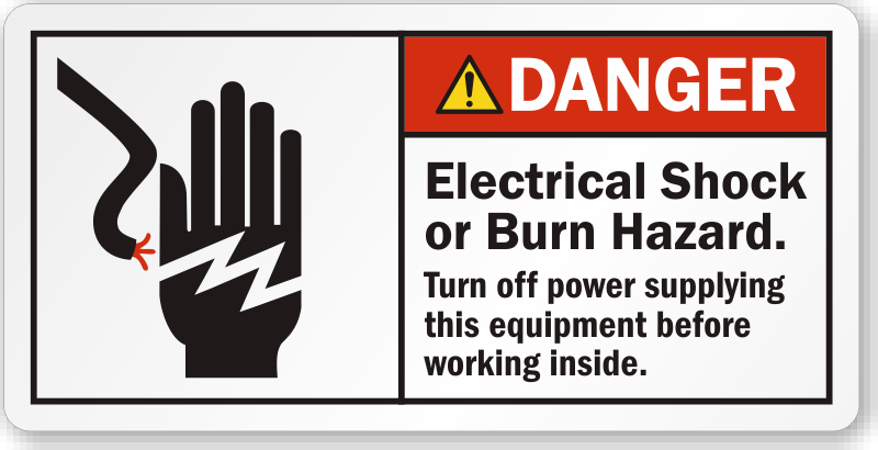 Danger Electrical Shock Or Burn Hazard Label Sku Lb 2390