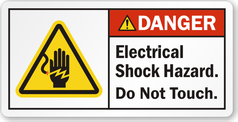 DANGER ELECTRIC SHOCK RISK WARNING STICKERS X 2 