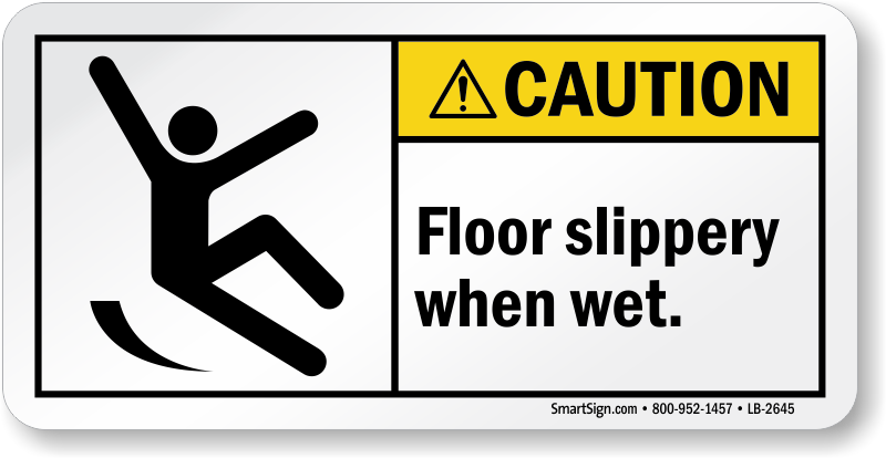 Slippery Floor Decals Caution When Wet Yellow Anti-Slip Vertical Shape A Lifestyle Industrial Signs Stickers 36Inches Longer Side 