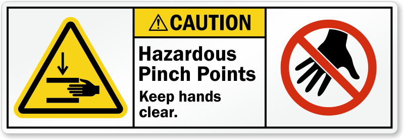 Caution Hazardous Pinch Points Keep Hands Clear Label, SKU: LB-2782