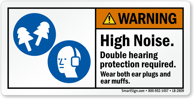WEAR EAR PROTECTION SAFETY STICKERS X 2 