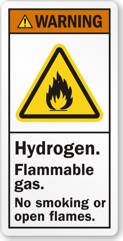 Warning Hydrogen Flammable Gas No Smoking Open Flame Label Sku Lb
