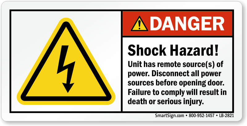 Danger electrical hazard keep locked safety sign 