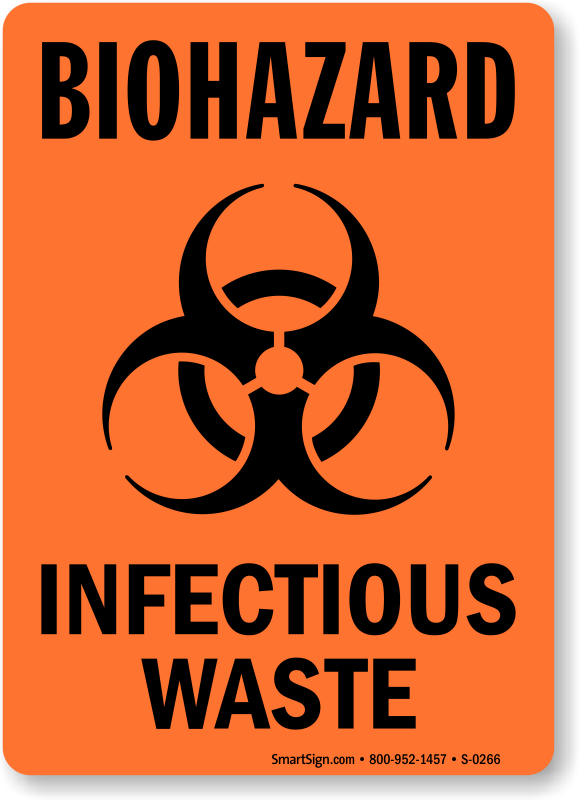 VARIOUS SIZES SIGN & STICKER OPTIONS WARNING BIOHAZARD INFECTIOUS WASTE 
