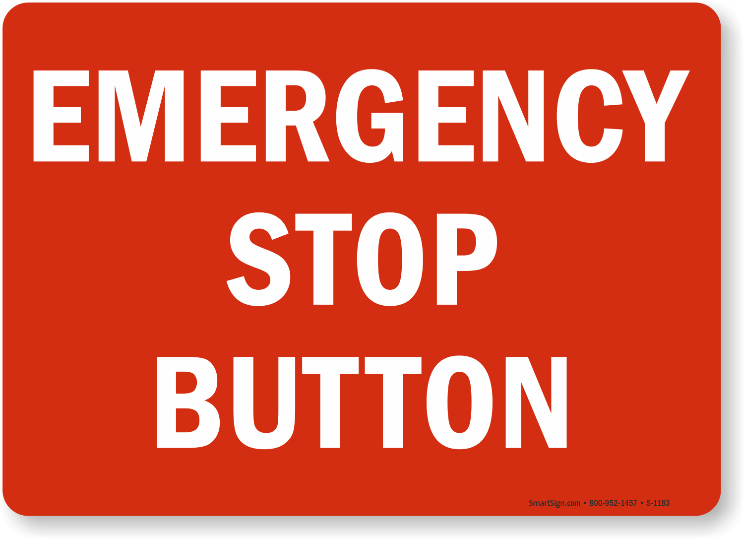 EMERGENCY STOP RED SAFETY SIGN STICKERS/LABELS X 6 
