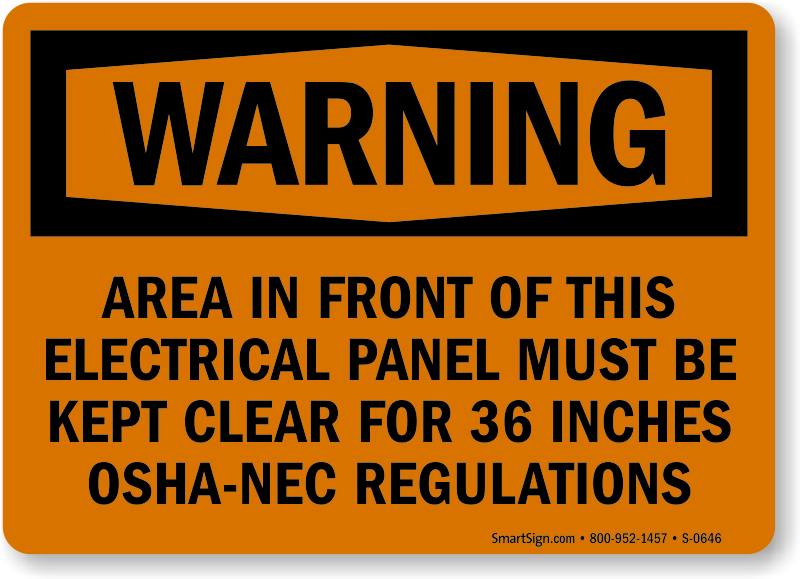 Pack of 5 LegendCAUTION OSHA REGULATIONS AREA IN FRONT OF ELECTRICAL PANEL MUST BE KEPT CLEAR FOR 36 INCHES,Black on Yellow Accuform LELC617VSP Adhesive Vinyl Label 