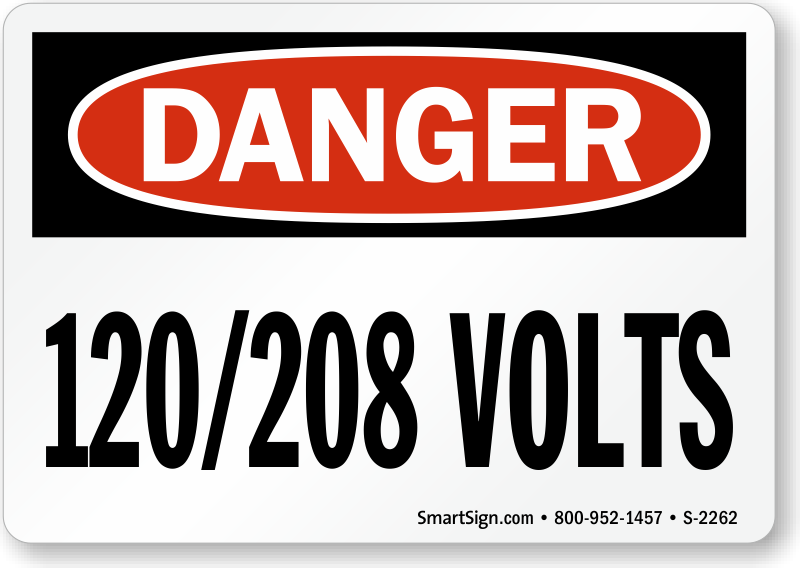 Danger 1 8 Volts Sign Sku S 2262