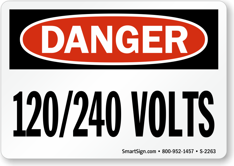 DANGER 240 VOLTS health and safety signs stickers warning 205x290mm 