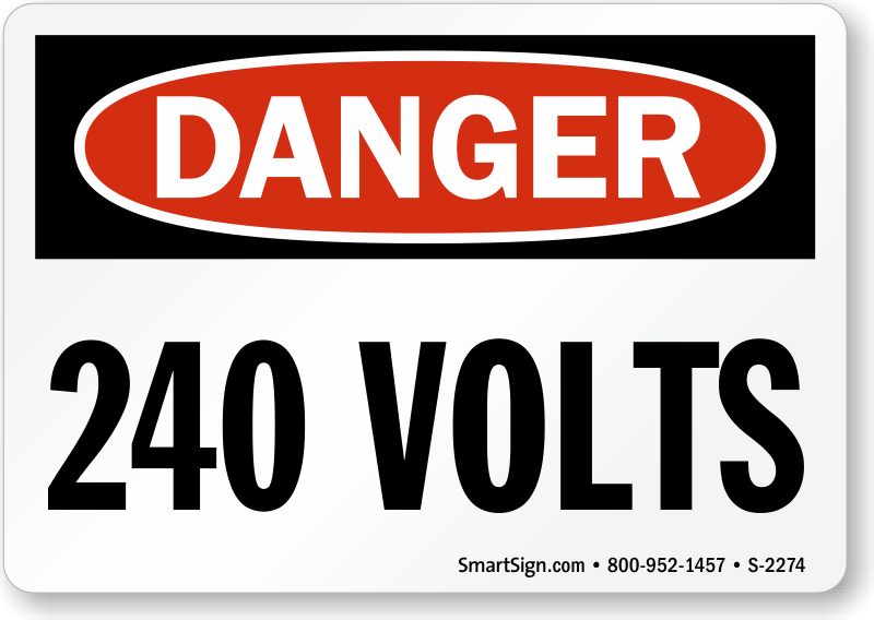 Self adhesive stickers 50mm x 50mm Pack of 15 Danger 240 volts sticker signs 