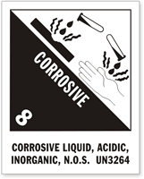 UN 3264 Corrosive Liquid, Acidic Inorganic. n.o.s. Label